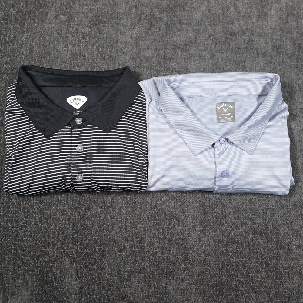 2 Piece Bundle Lot Callaway Mens Opti-Dri Golf Polo Shirt Striped 4X 4XL Stretch